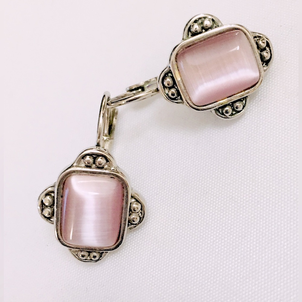 Southwest Style Purple Cat’s Eye Glass Earrings